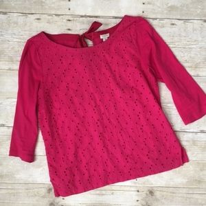 J. Crew hot pink eyelet top, size small